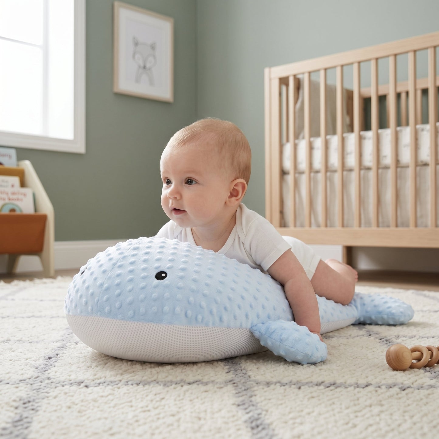 Whale Baby Tummy Relief Pillow – Feeding Colic Comfort Cushion