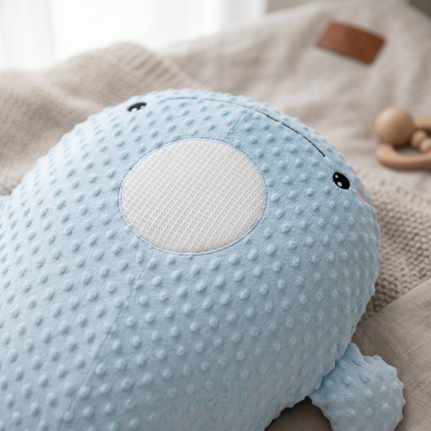 Whale Baby Tummy Relief Pillow – Feeding Colic Comfort Cushion