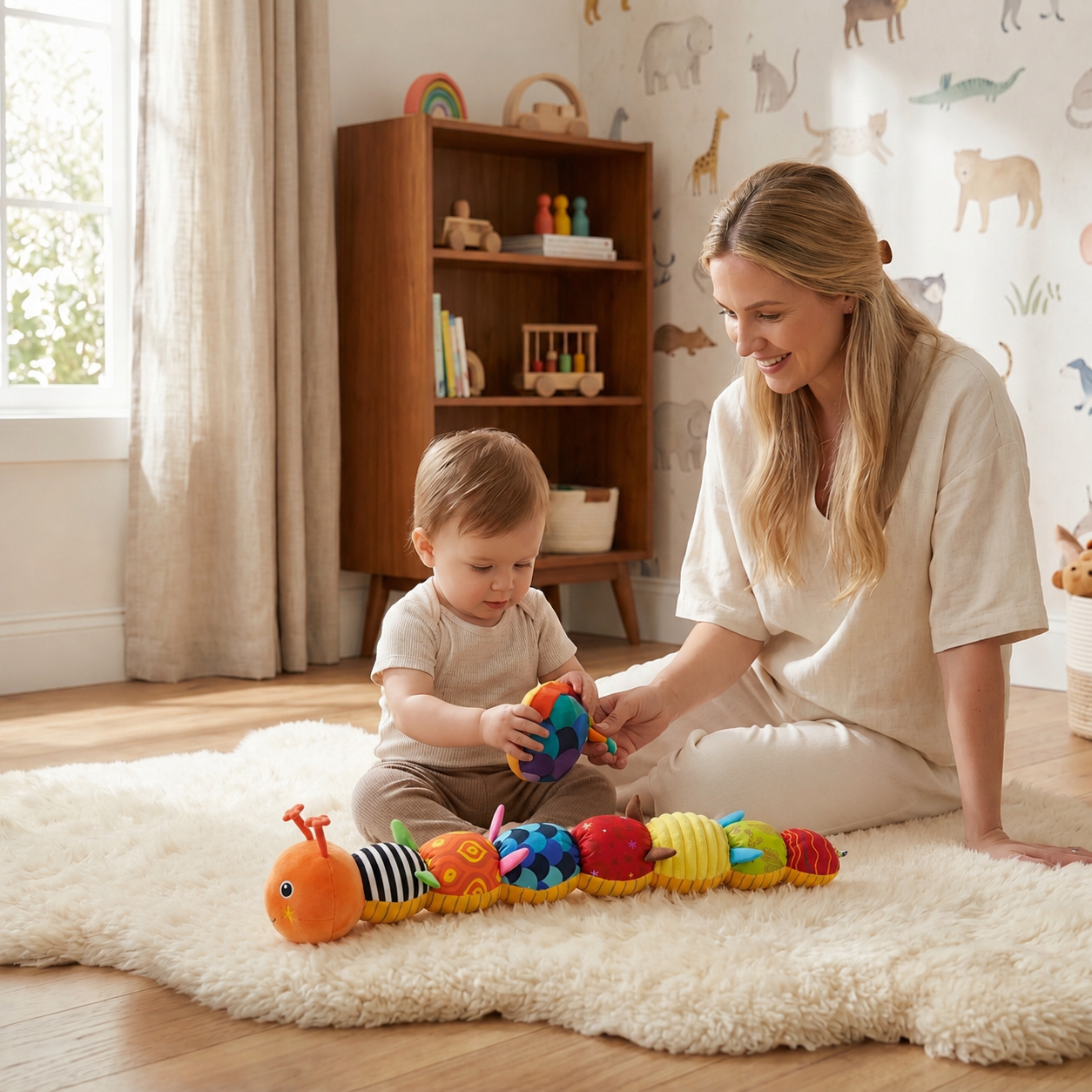 Musical Caterpillar Sensory Toy for Baby – Plush Development Toy