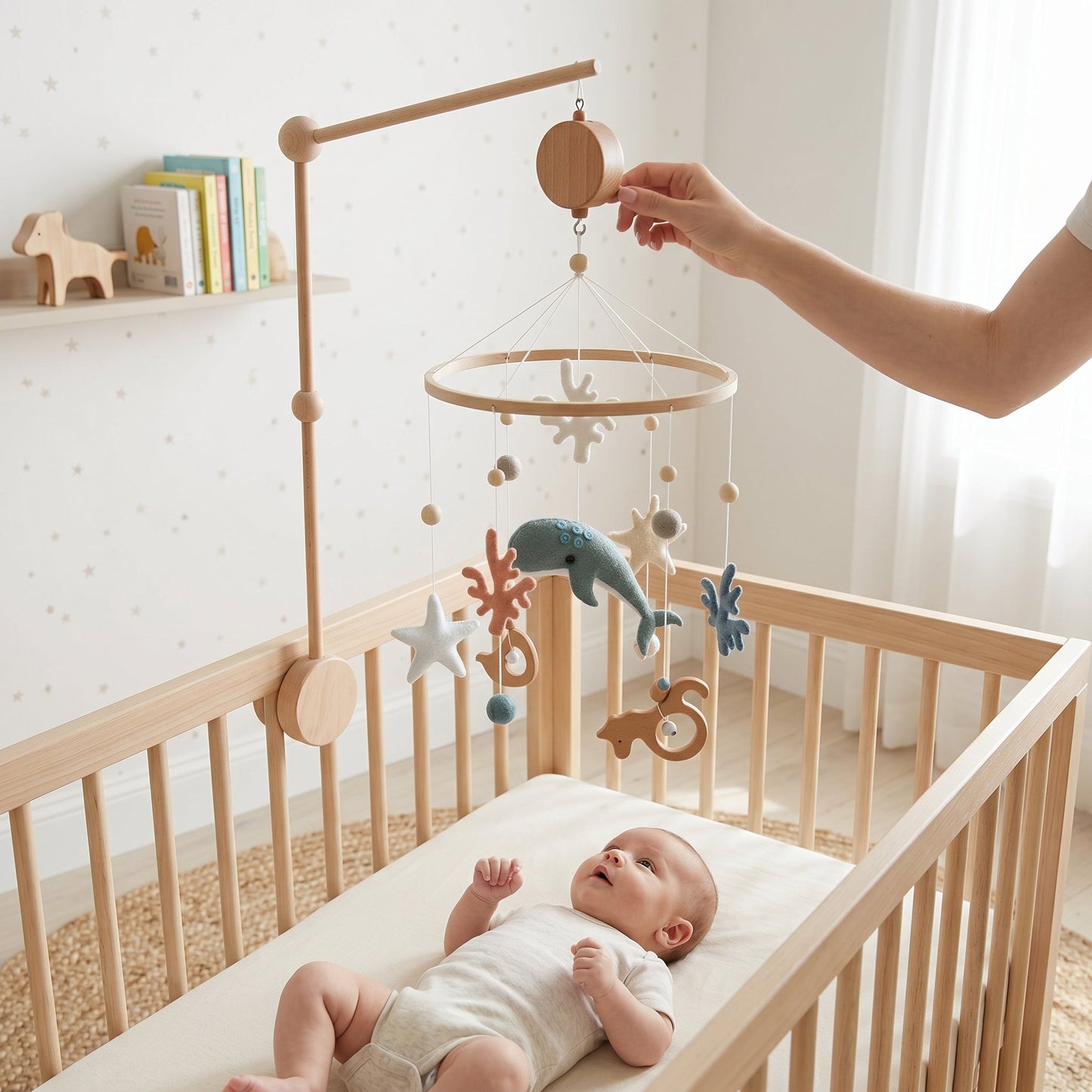 Musical Crib Mobile Set with Arm – Nursery Sleep Soother
