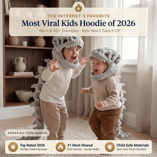 Kids Dino Plush Hooded Jacket – Fleece Costume Hoodie