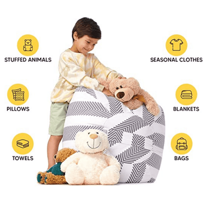 Kids Storage Bean Bag Chair – Stuffed Animal Organizer