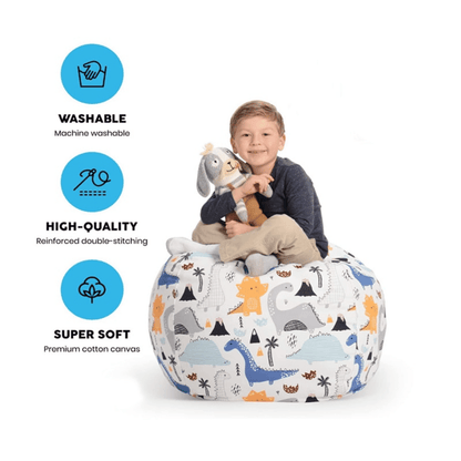 Kids Storage Bean Bag Chair – Stuffed Animal Organizer