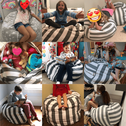 Kids Storage Bean Bag Chair – Stuffed Animal Organizer