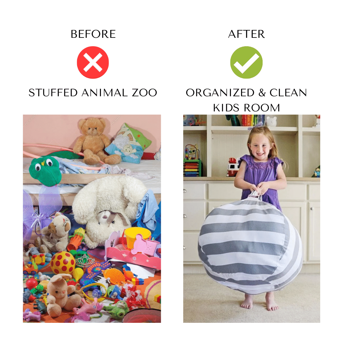 Kids Storage Bean Bag Chair – Stuffed Animal Organizer